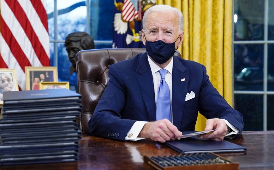 US President Joe Biden signs coronavirus measures