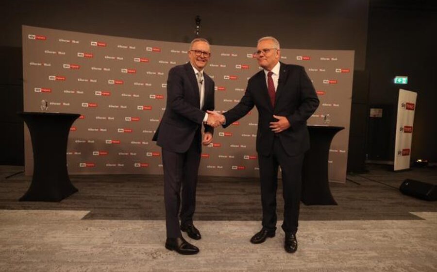 Anthony Albanese and Scott Morrison trade barbs at first leaders’ debate